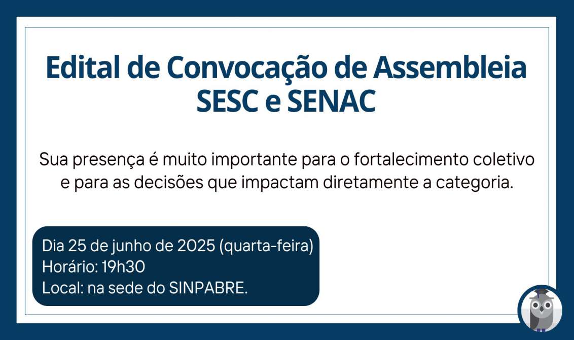 Edital de Convocação de Assembleia/SESC e SENAC